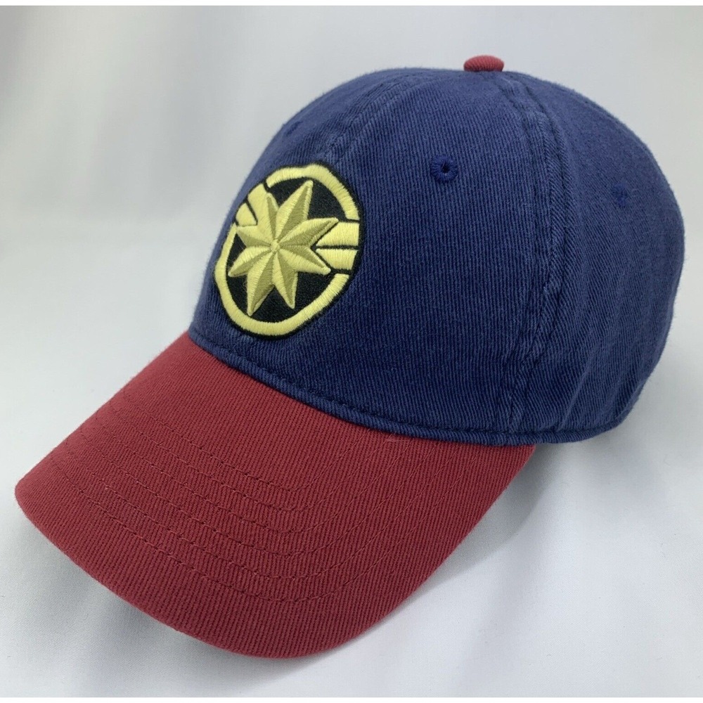 Captain Marvel Hat Blue Red Adjustable Strap Embroidered Baseball Cap - Ages 14+
